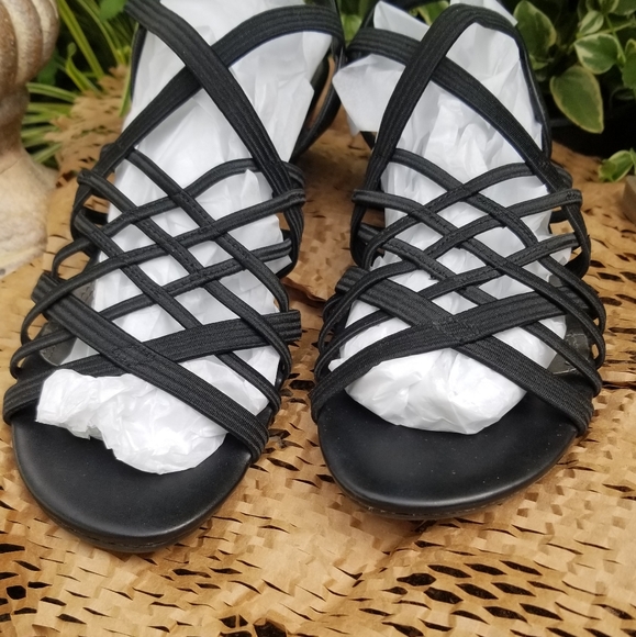 Black RICK Wedge Sandals - Picture 2 of 6
